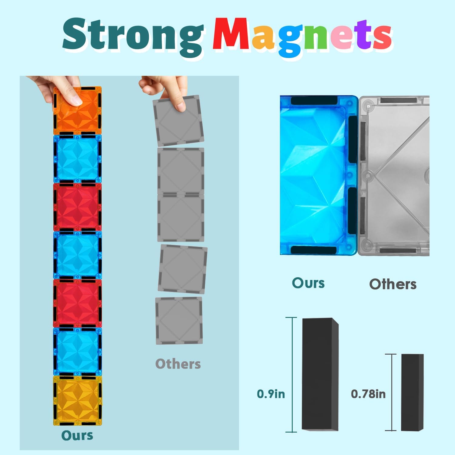AFUNX Magnetic Tiles, 102PCS Magnet Building Blocks with 2 Cars, 3D Diamond Magnetic Blocks, Construction Stem Toys for Kids, Educational Toys for Boys Girls Ages 3 4 5 6 7 8 (102 PCS)