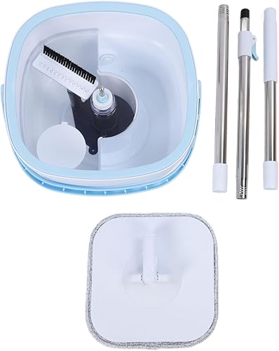 Miniatura 7 de Spin Mop and Bucket Set, Self Separation Clean and Dirty Water System 360 Rotating Self Wringing Microfiber Square Mop Floor Cleaner for Home