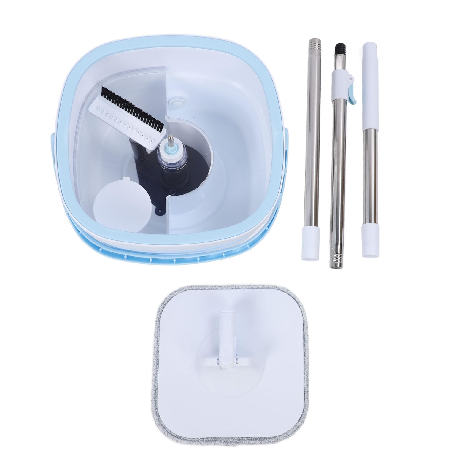 Sxhlseller Juego de Cubos para Fregona Giratoria con Separación Automática |Fregona Cuadrada Giratoria de 360° para Limpieza de Suelos de Baldosas de Madera