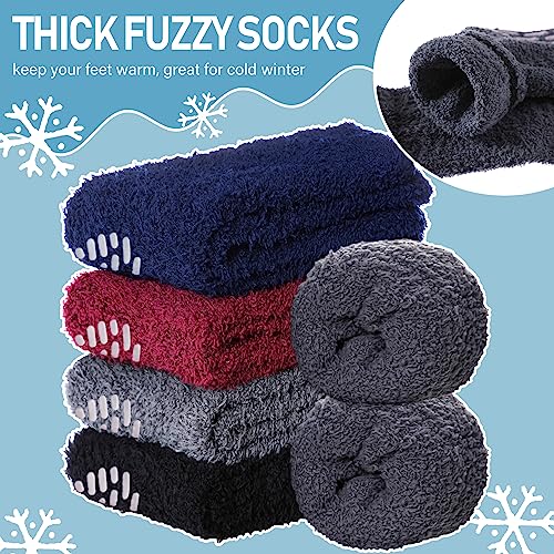Image of Yebing Non Slip Hospital Socks for Women with Grips Fuzzy Cozy Anti Skid Slipper Socks Winter Warm Soft Fluffy Sleep Socks