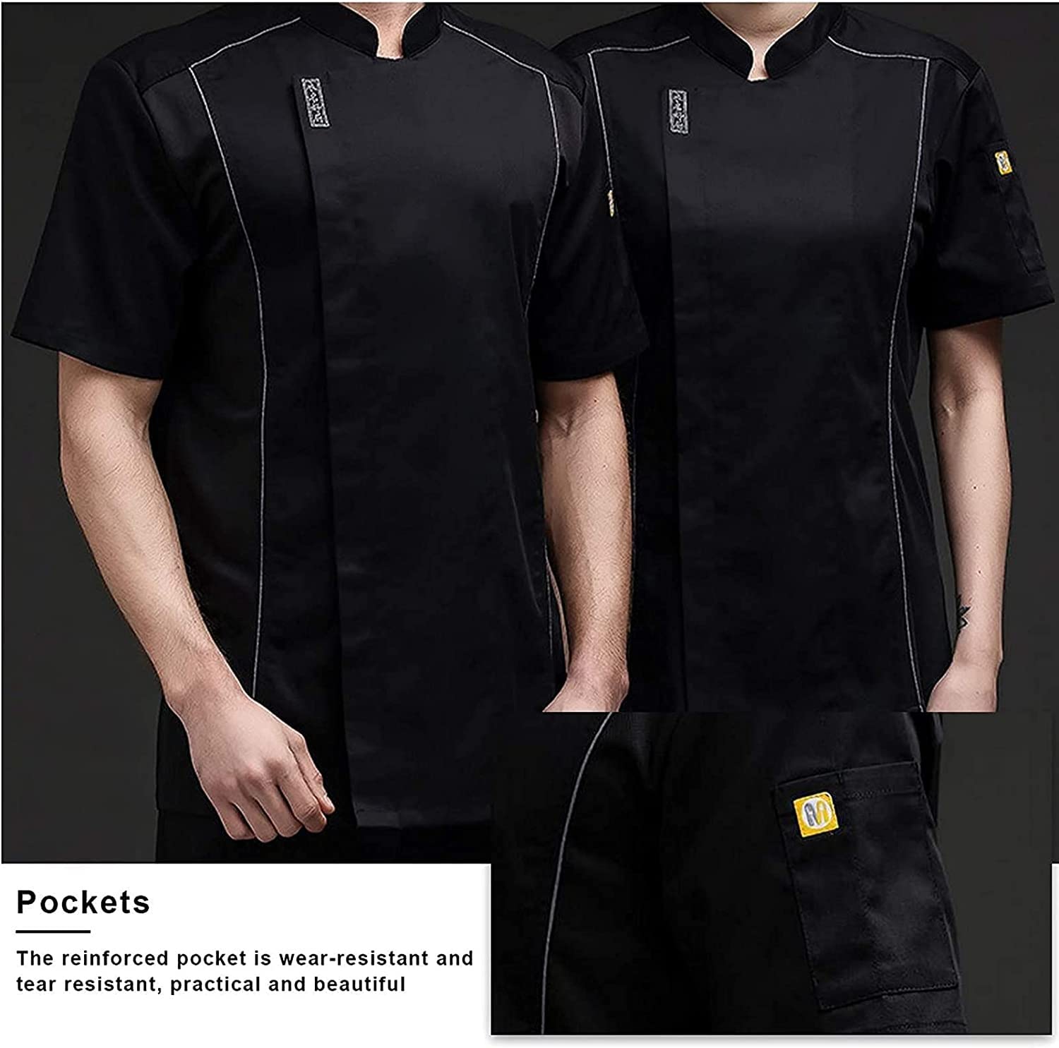 Uniformi alla Moda Cappotto da Cuoco Uomo Donna Manica Corta Uomo Western Restaurant Giacca da Cuoco Donna Cafe Abbigliamento da Lavoro da Cucina Panetteria Top da Cucina Uniforme da Chef Fast Food (