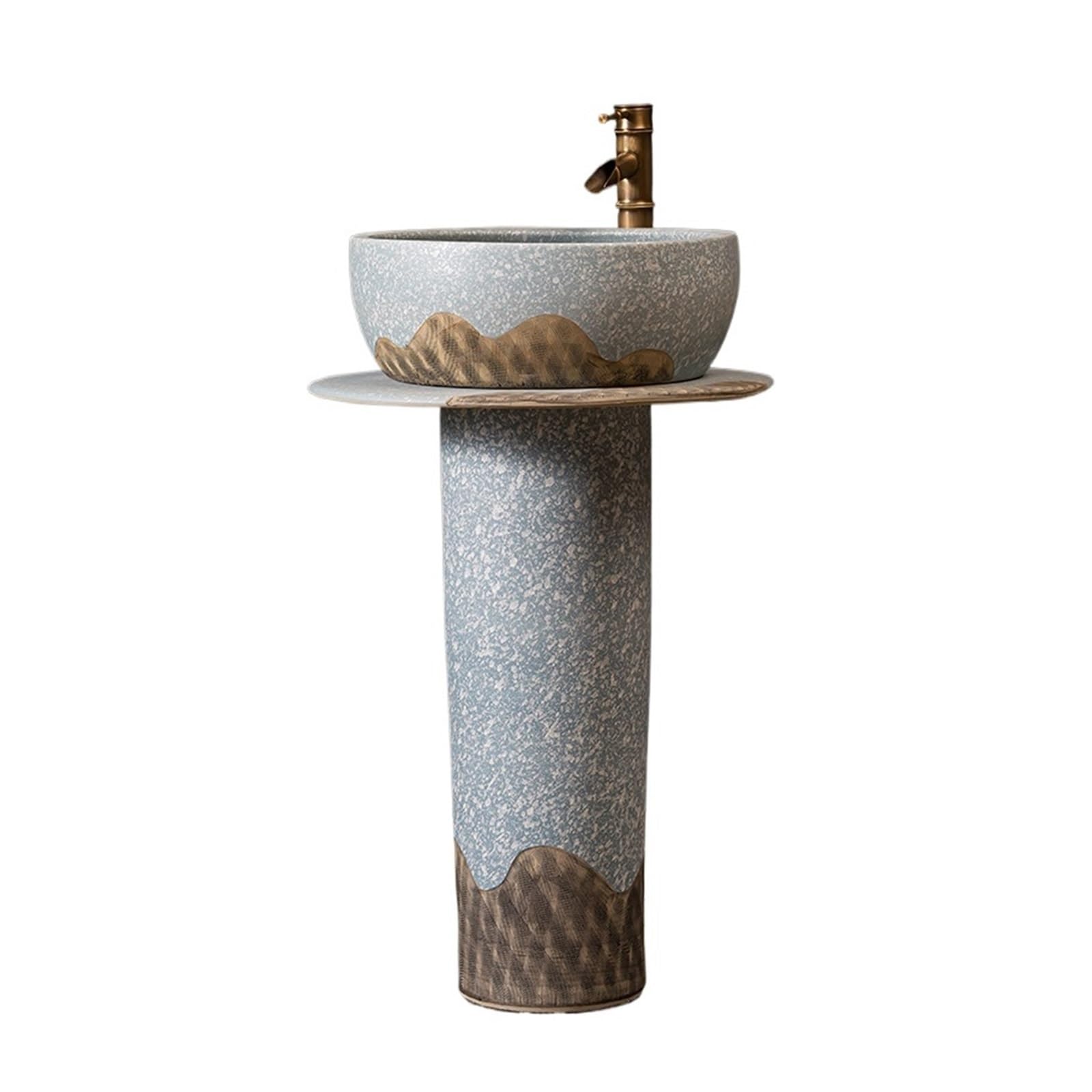 Yhxflux One Color Freestanding Bathroom Sink Ceramic Bathroom Pedestal Sink With Faucet And Drain Kit For Patio Balcony Pedestal Sink