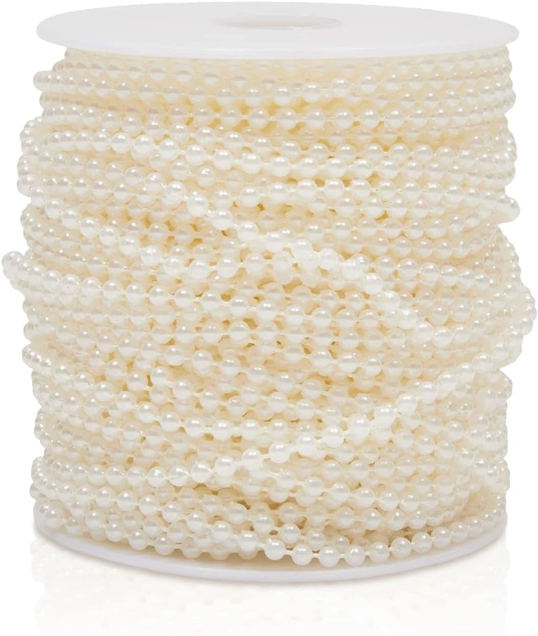 White Pearl Garland for Crafts - Small Pearl Beads for Crafting, Wedding Party Outdoor Decoration - Plastic Pearl String Decorative Ribbon - 3mm Ribbon Party Craft Beaded Garland for Home Decoration
