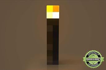 Minecraft Brownstone Torch Lamp | 11.5 Inch LED Night Light | USB Charging Port (USB cable not included)