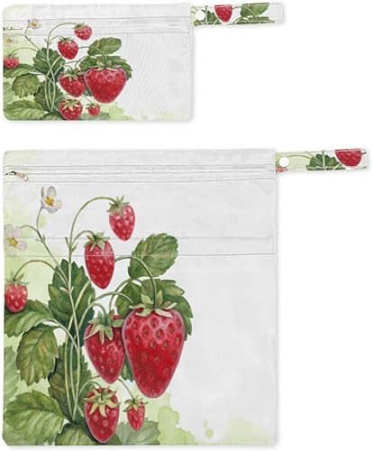 Miniatura 1 de Bolsas de pintura de fresas húmedas y secas, 2 bolsas reutilizables impermeables para pañales, piezas de extractor de leche, toallas de baño,