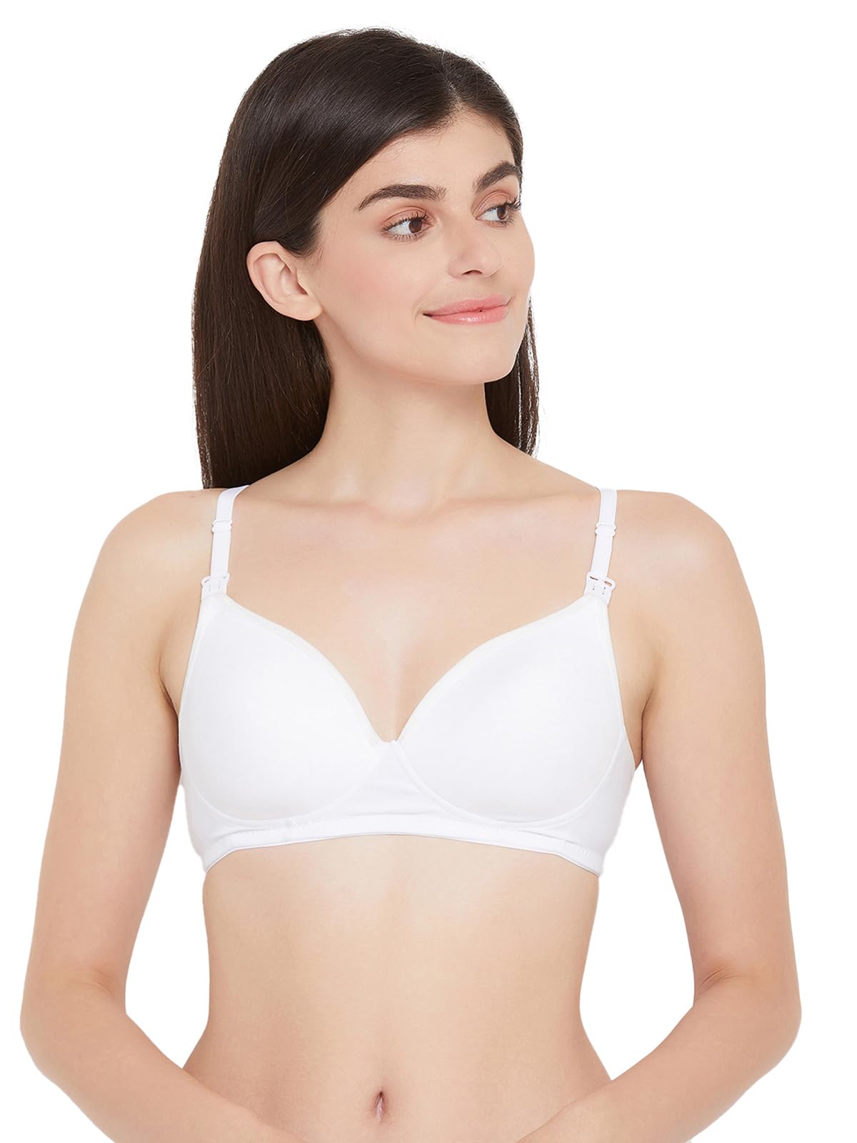Clovia Women Maternity Cotton Padded Non-Wired Half Cup Feeding Bra, White, 40B