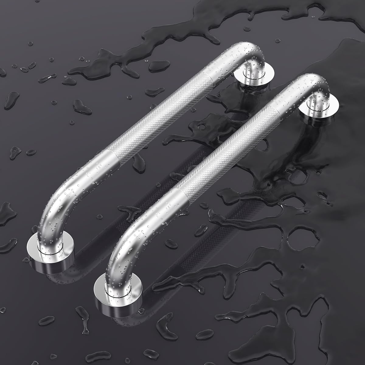 FANHAO 2 Pièces Barre d'appui en Acier Inox Poignée avec Poignée Moletée Antidérapante de Baignoire de Salle de Bain pour Personnes Âgées/Handicapées/Enfants/Enceinte 41cm- Brossé