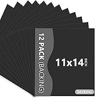 Vista 9 de Somime Paquete de 12 alfombrillas de respaldo solamente - 8x8 alfombrillas negras sin cortar, tablas de respaldo sin ácido, ideal