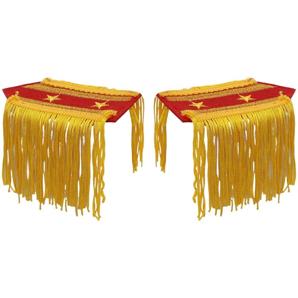 Fituenly 2pcs Fringe Epaulettes with Tassel & Pins, Punk Gold Shoulder Pads for Costume Accessories, Fringed Shoulder Epaulette
