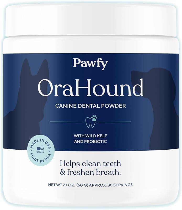 Pawfy Dog Dental Powder, Plaque & Tartar Control, Fresh Breath, 30 Ct | Support your dog's teeth and gums between cleanings, helping slow the plaque and tartar buildup that leads to odor.