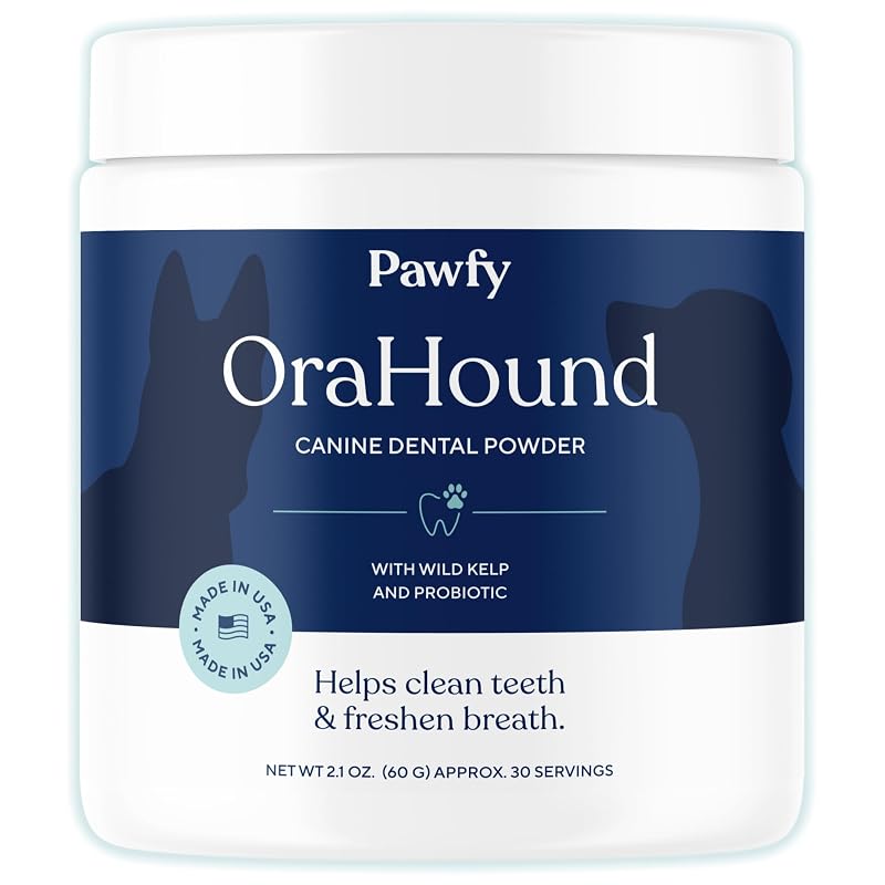 Pawfy Creme Dental em Pó para Cães com Kelp, Zeolite e Probióticos – 30 porções