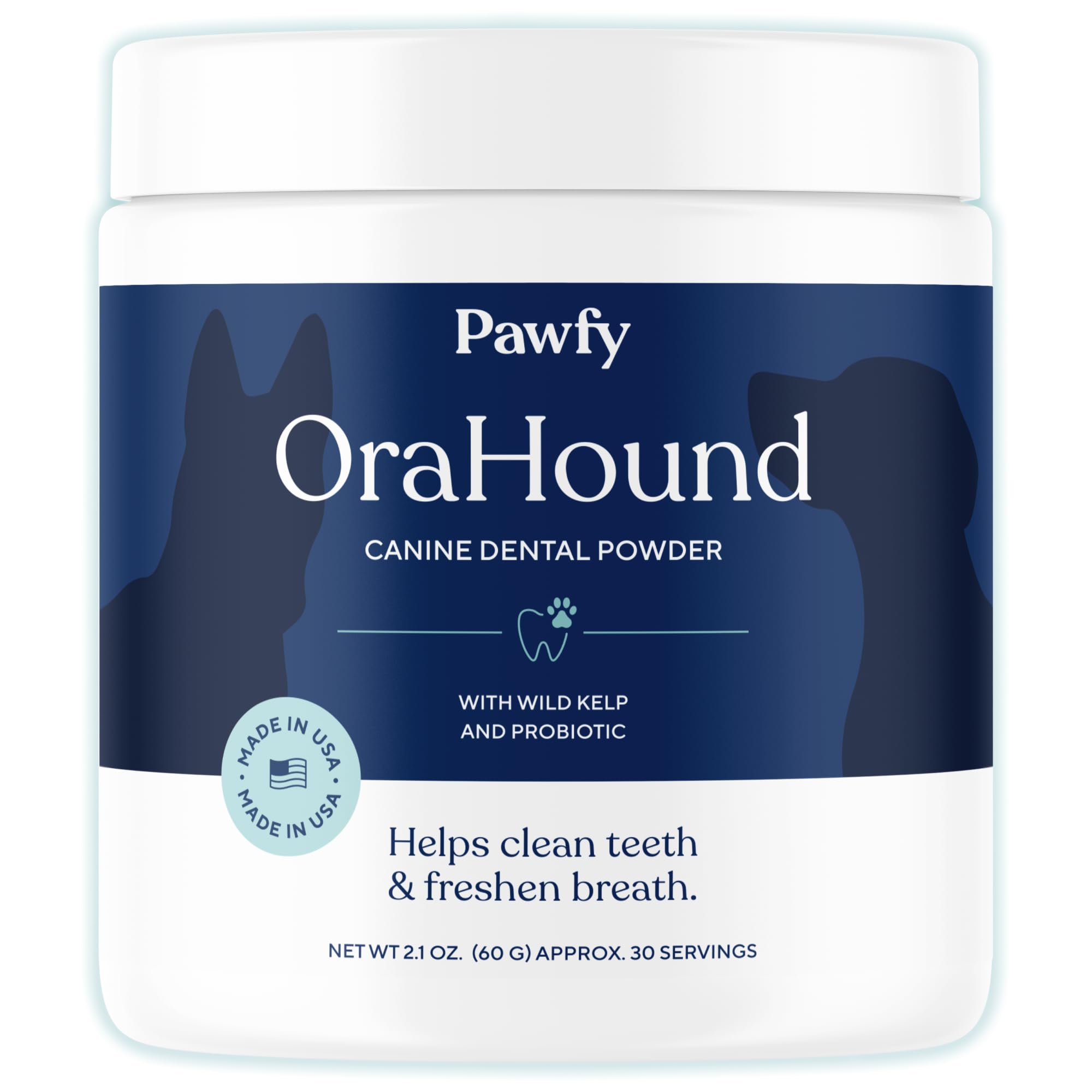 Pawfy Orahound - Polvere per la pulizia dei denti del cane, polvere dentale avanzata per cani con placca e controllo del tartaro, cura dentale naturale del cane con alga, zeolite, carbone per alitosi