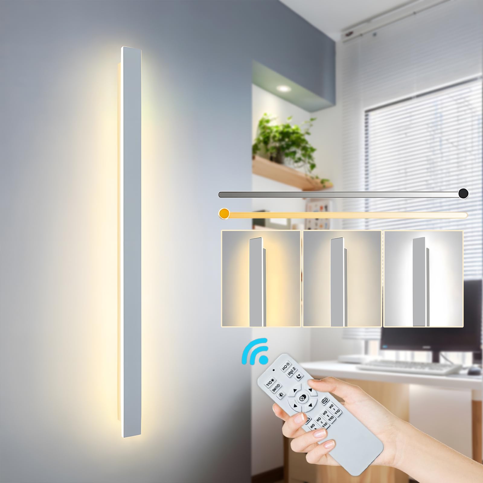 ZTWLEED LED Wandleuchte Innen Wandlampe Innen Moderne Drei Farbtemperaturen 3000K/4000K/6000K Wandbeleuchtung für Schlafzimmer Wohnzimmer Korridor Treppenhaus 110-240V