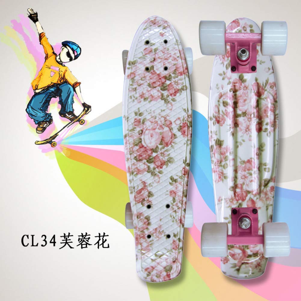 Kid's Complete Retro Plastic Skateboard with LED Light Up Wheels