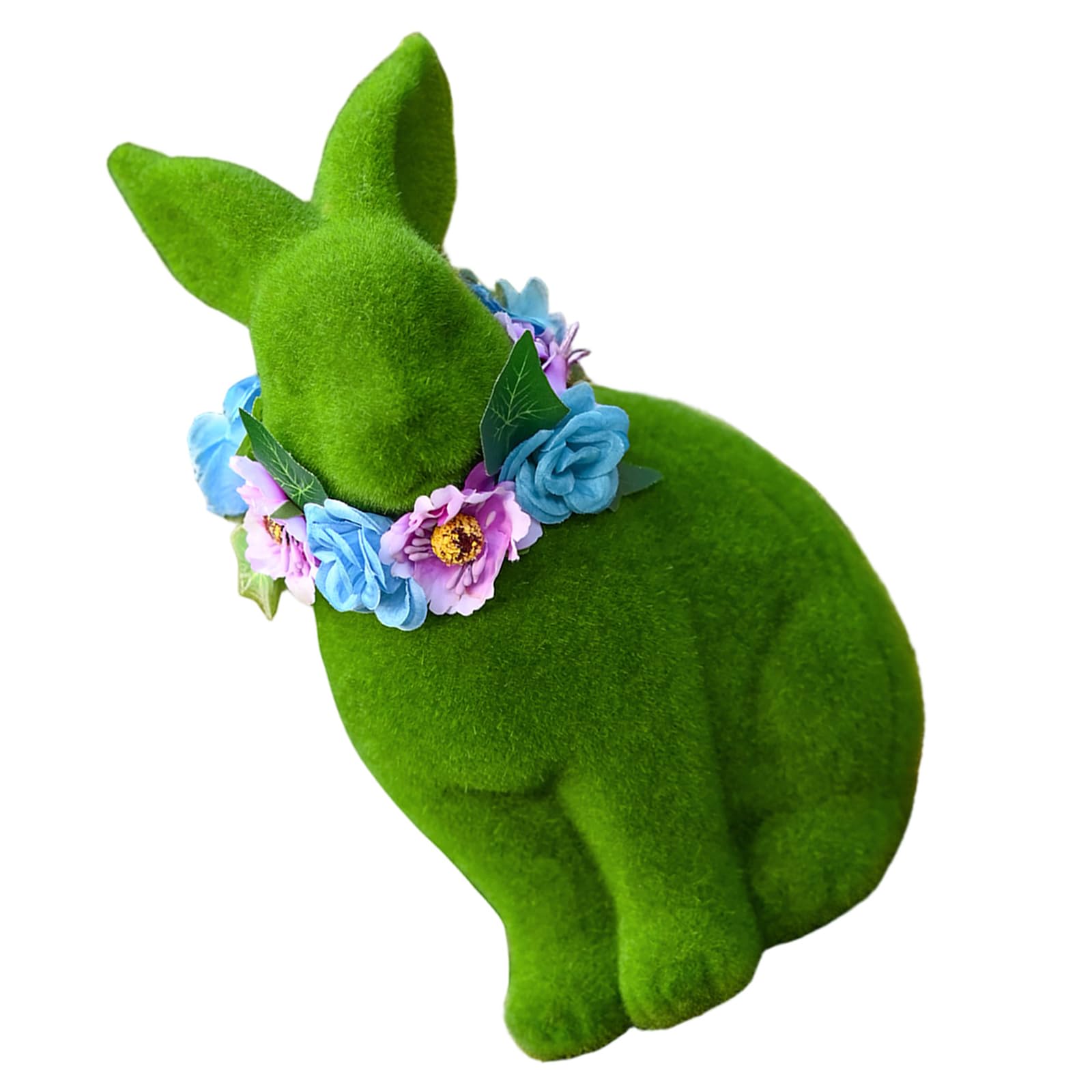 DOITOOL Decorazione Pasquale Coniglio Floccato 25 Cm in Resina Verde – Statuina Coniglietto da Tavolo per Festa in Giardino e Casa Primavera