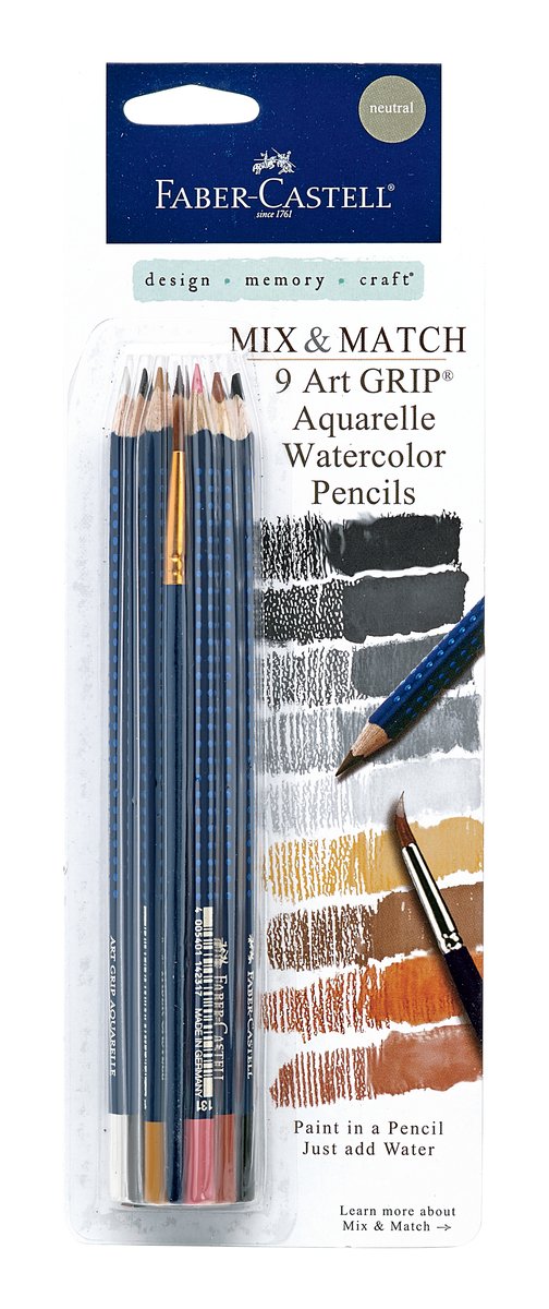 Faber-Castell Art Grip Aquarelle Watercolor Pencils Set With Brush, Set Of 9 - Neutrals- Buy Online In Costa Rica At Desertcart - 7474229.