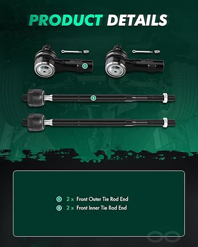 Miniatura 3 de SCITOO 4 unids Kit de suspensión delantera interior barra de acoplamiento extremo exterior de barra de acoplamiento final Fit 2013 2014 2015 2016