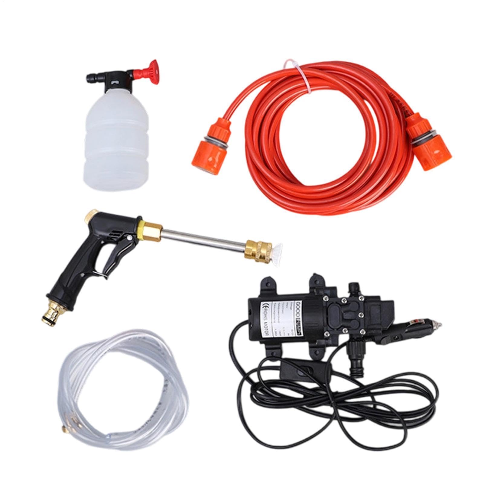 Idropulitrice portatile ad alta pressione, pratica pompa ad acqua, set di lavaggio auto ad alta pressione da 12 V, per camion, veicoli, interni ed esterni, terrazze, giardini, cortili, pareti e