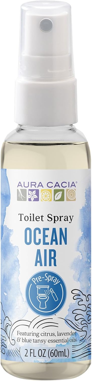 Aura Cacia Ocean Air Toilet Spray 2oz - Pure Essential Oils, Light Citrus Lavender Blue Tansy Scent, No Synthetics