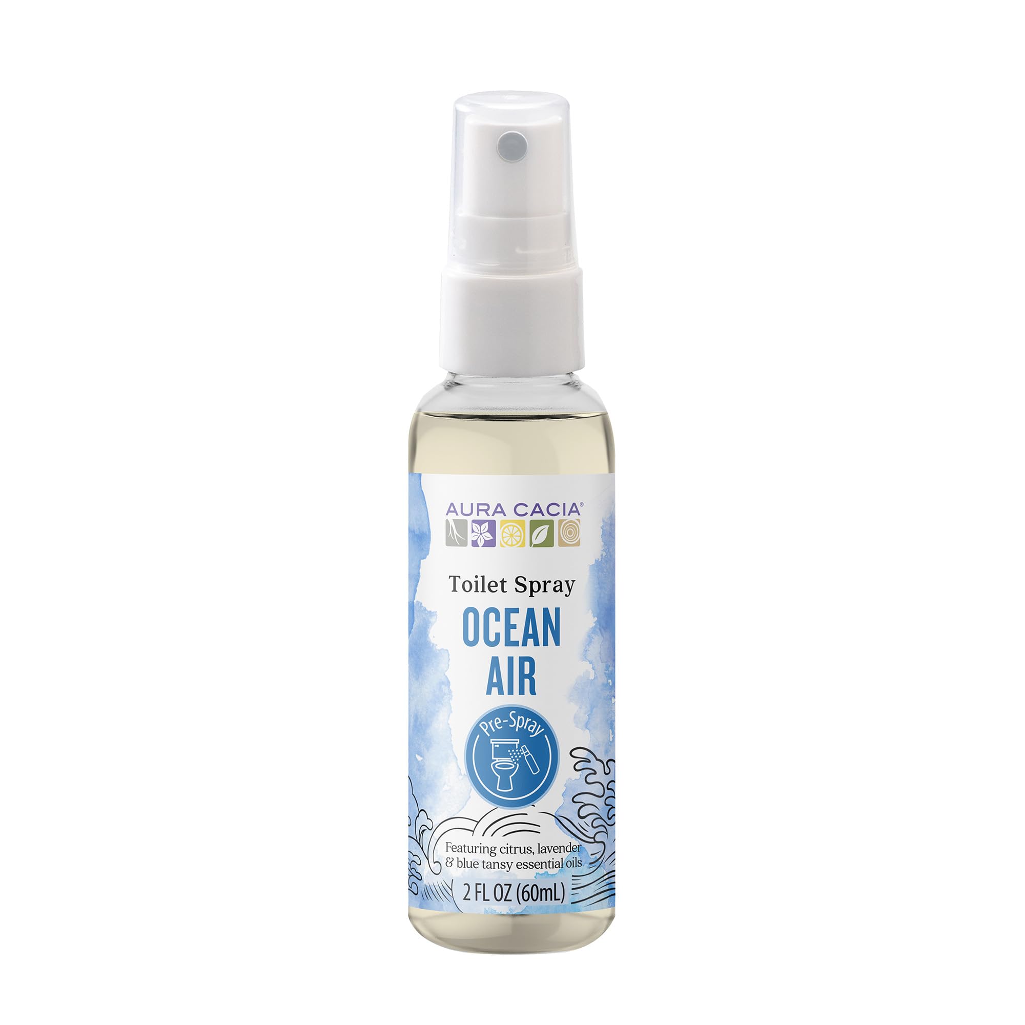 Aura Cacia Ocean Air Toilet Spray 2 Fl. oz. - Light Aroma, No Synthetic Fragrances