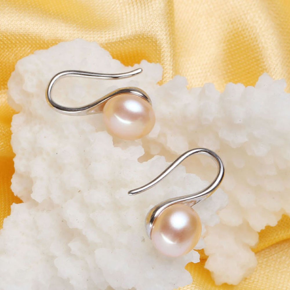 Kim Johanson Damen Perlen Schmuckset Eva aus 925 Sterling Silber mit echten rosa Süßwasser Perlen Halskette & Ohrringe inkl. Schmuckbeutel