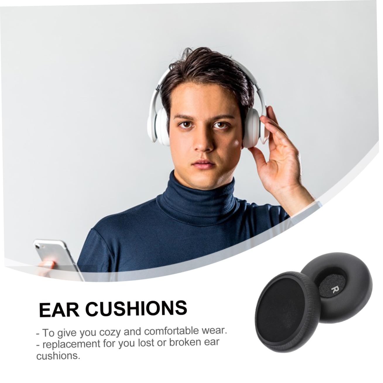 DOITOOL 2 Pares De Almohadillas De Repuesto para Auriculares Color Negro Cómodas Y De Espuma De Poliuretano.