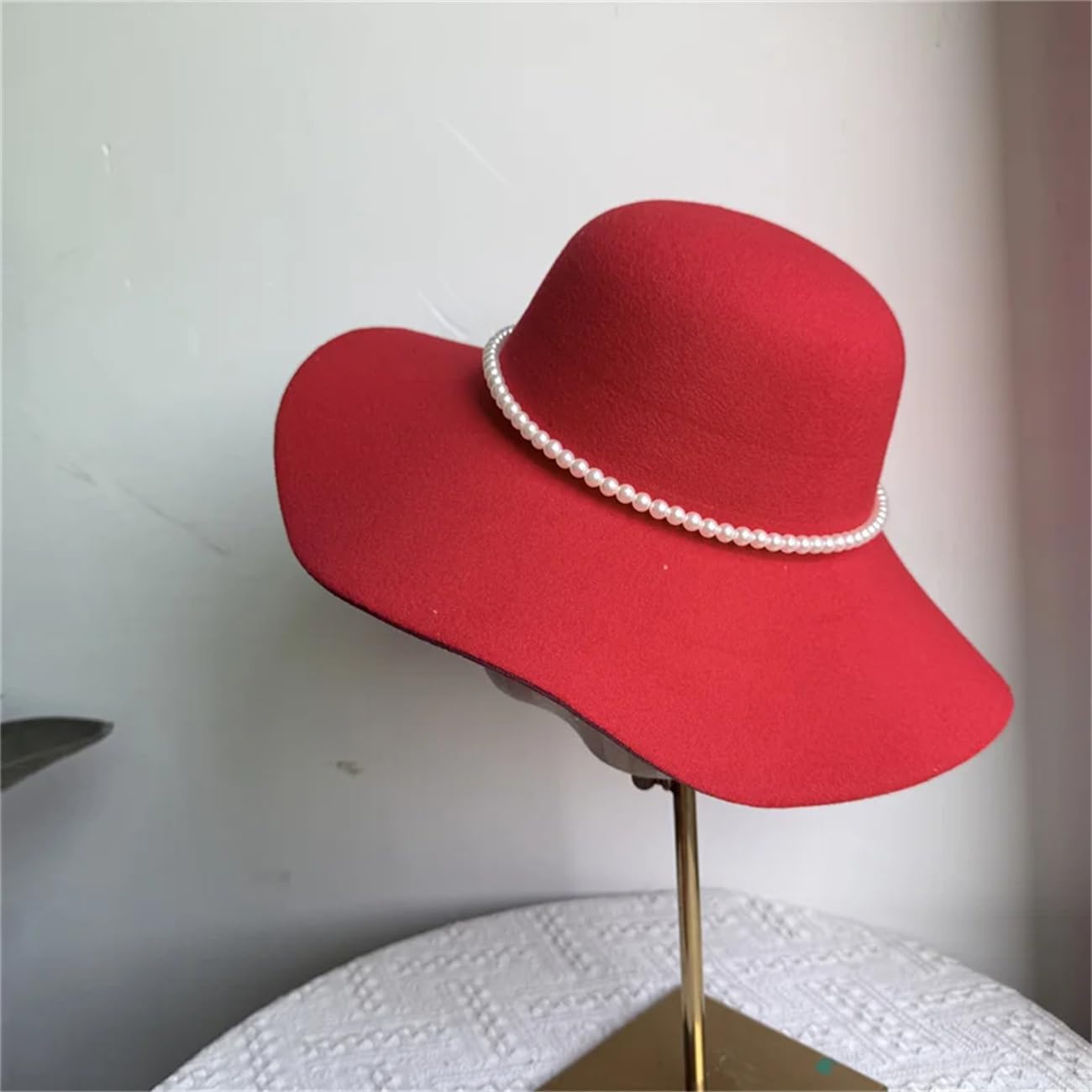 Francese Fedora Cappello Donna 10Cm Tesa Larga Feltro Cap Inverno E Autunno Matrimonio Jazz Cappelli