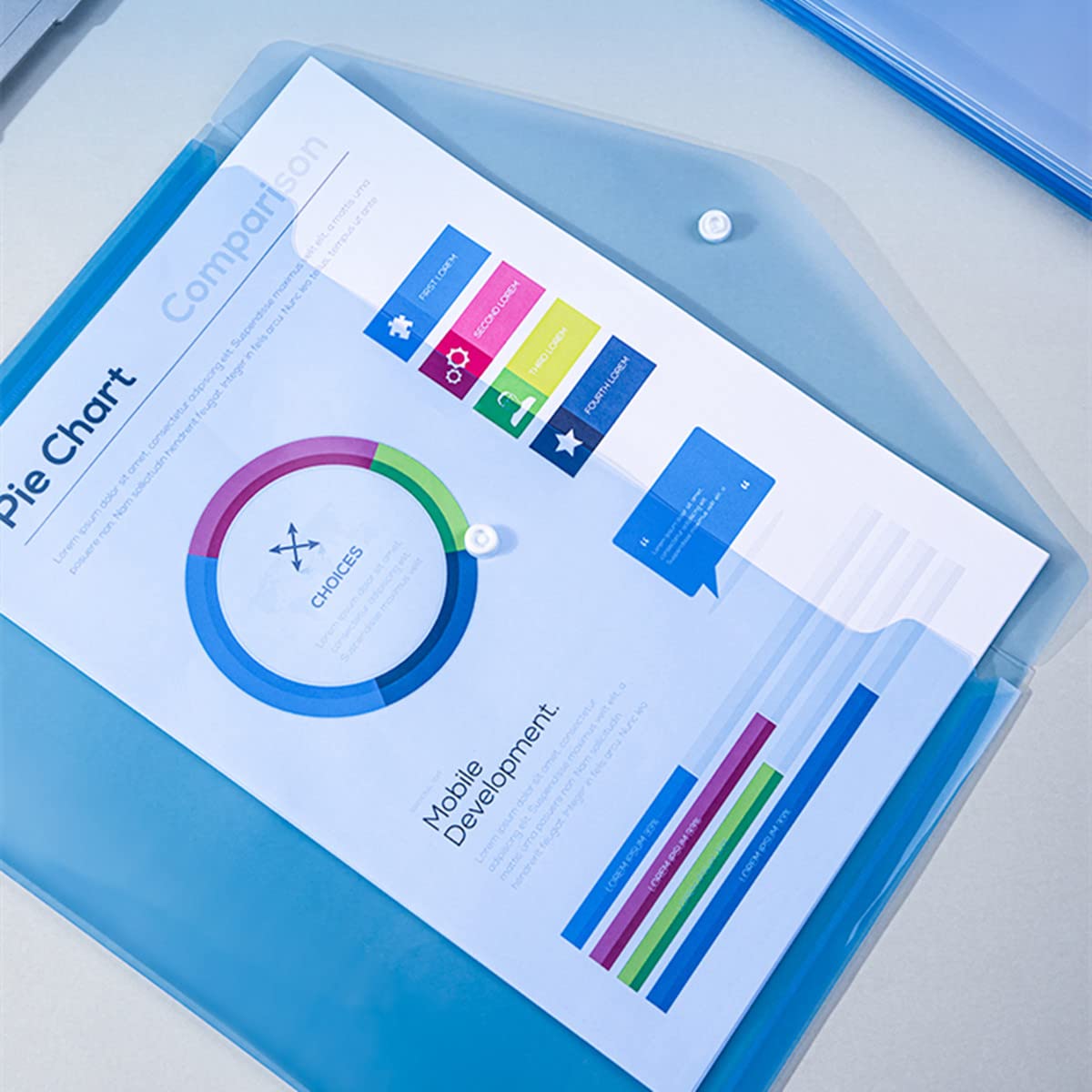 Pochettes Porte-document A4, Lot de 30, Plastique Pochette avec Bouton Pression pour Stockage Document Recettes D'Entreprises Organisation