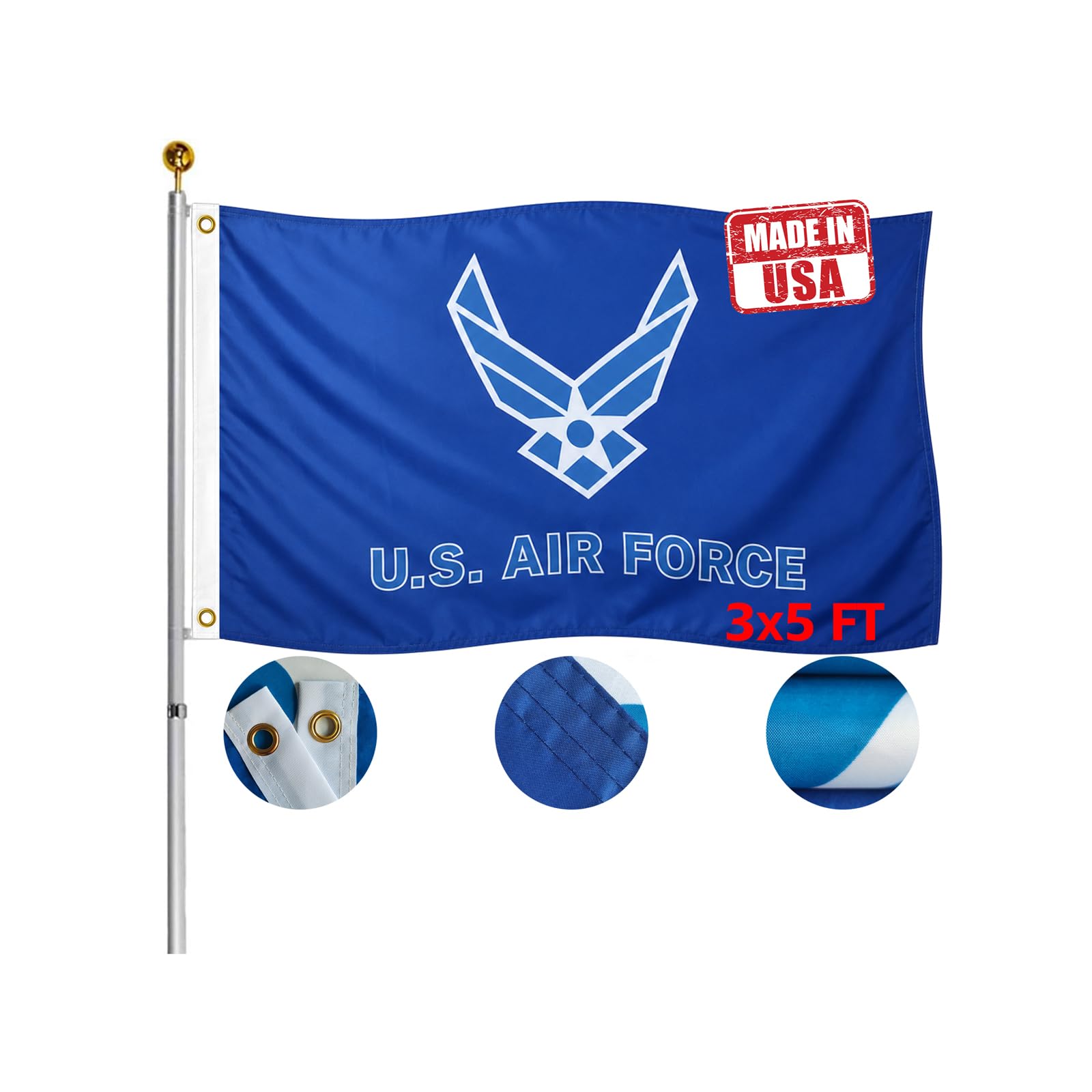 Double Sided US Air Force Military Flag 3x5 FT