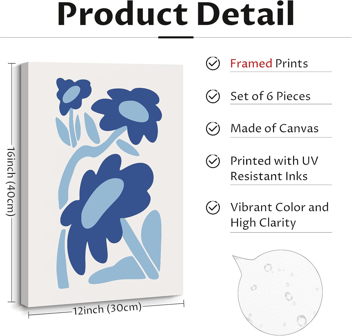 Matisse Flower Wall Art Prints Blue Abstract Wall Decor Aesthetic Matisse Canvas Wall Art Picasso Gallery Posters Matisse Preppy Pictures Flower Paintings for Bathroom 12x16 Inch Set of 6 Ready to Hang