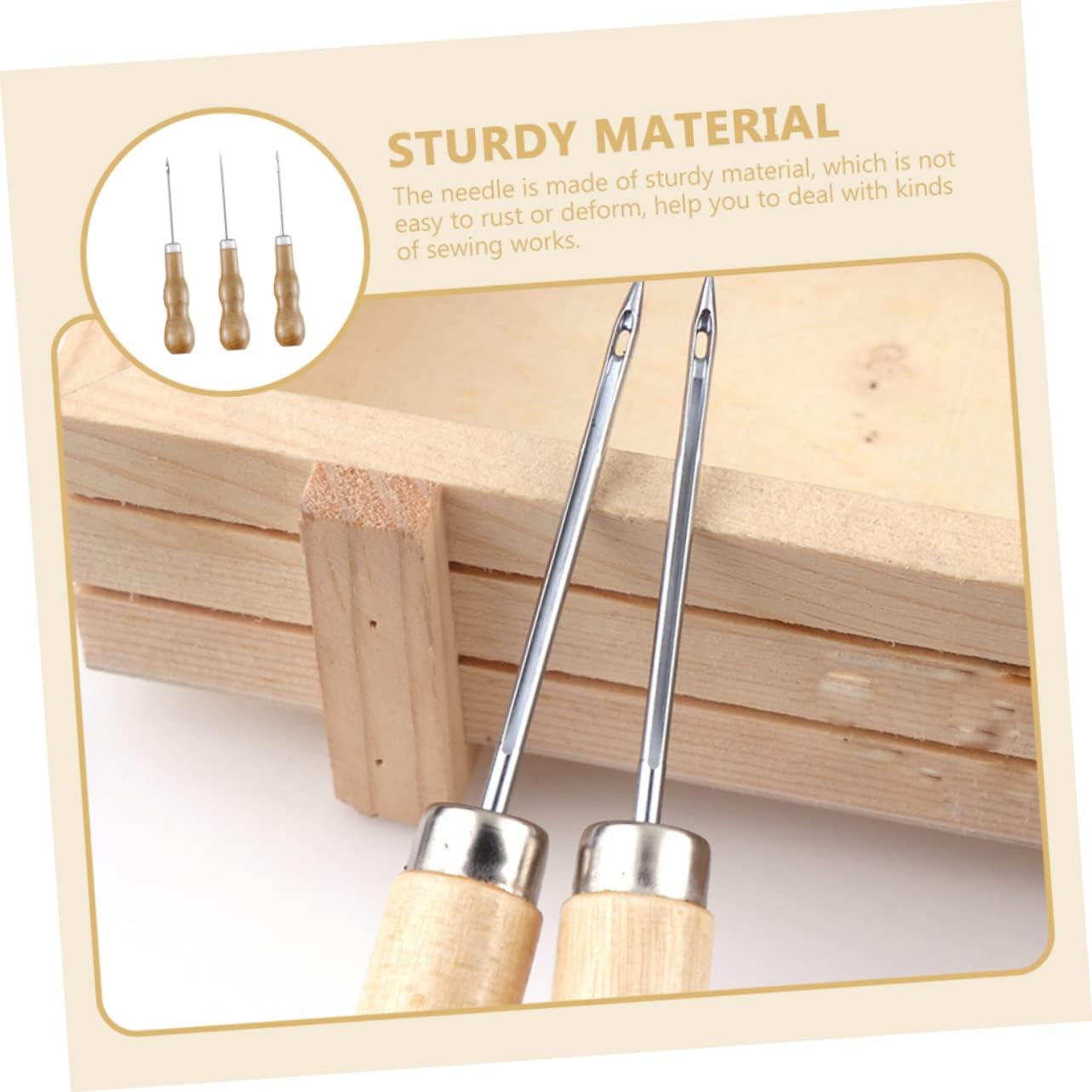 ULDIGI 3pcs Leather Sewing Tools DIY Sewing Kit Wooden Handle Prickers for Quilt Upholstery