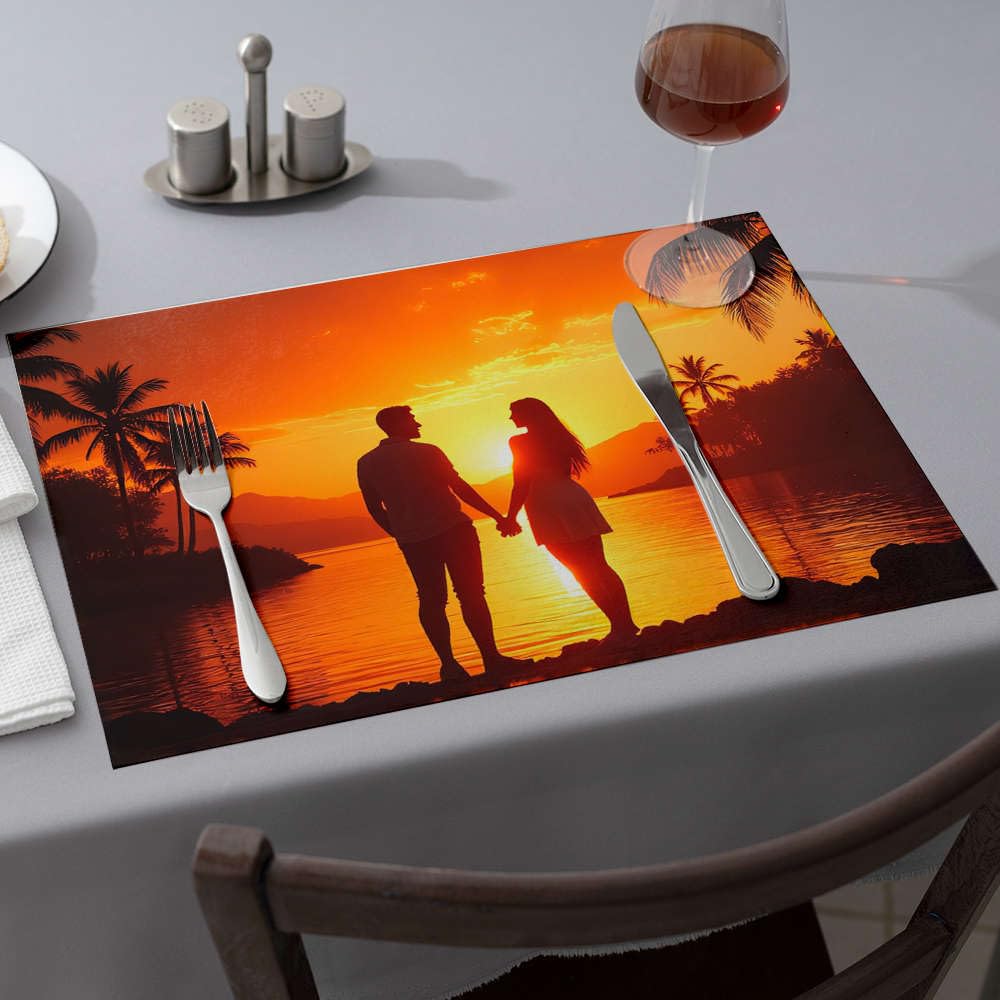 Sets de table roses couple main dans la main celebrez l amour a chaque repas