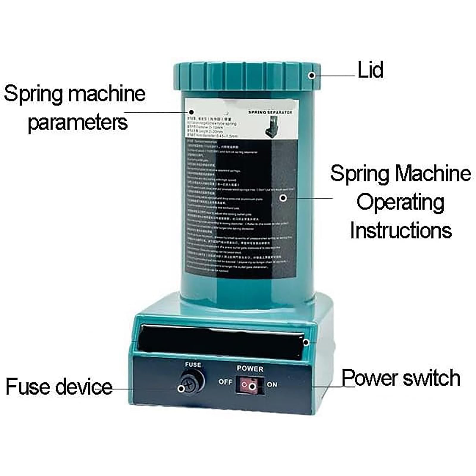 Séparateur industriel à ressorts hélicoïdaux avec porte réglable et fusible de sécurité