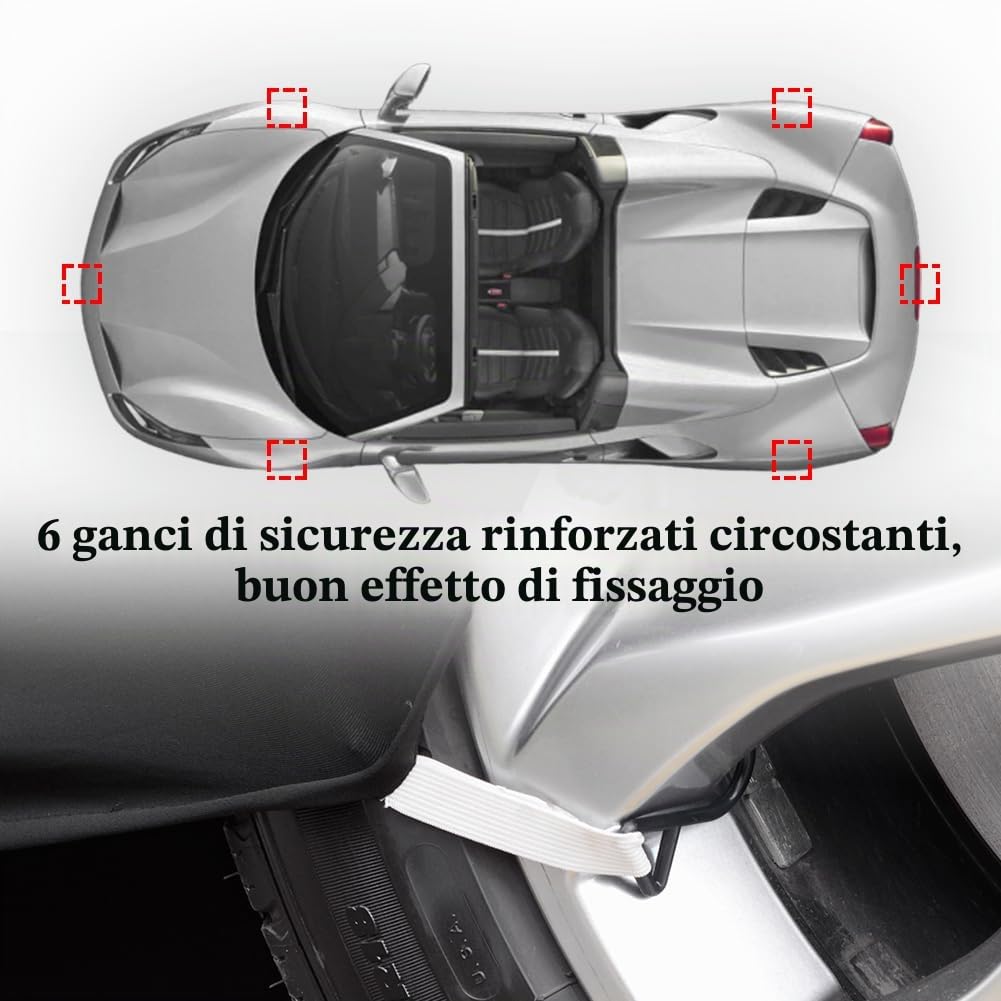 Interno Copertura per Auto Sportive, con Cappuccio Pieno Protezione, Tessuto Elastico in Velluto Morbido, Traspiranti per il Garage/Auto Show/Mostra, L4.5~4.85m, Stried Grigio+Nero