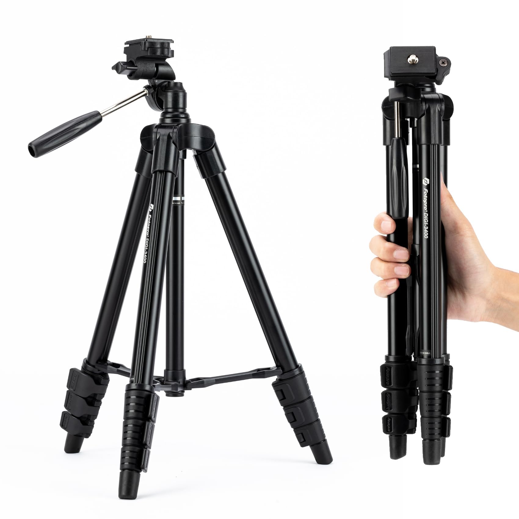 Fotopro 120cm Ultralight Compact Travel Tripod with Quick Release Plate and Panoramic Head Aluminum Tripod 0.5kg Maximum Load 2kg DIGI-3400