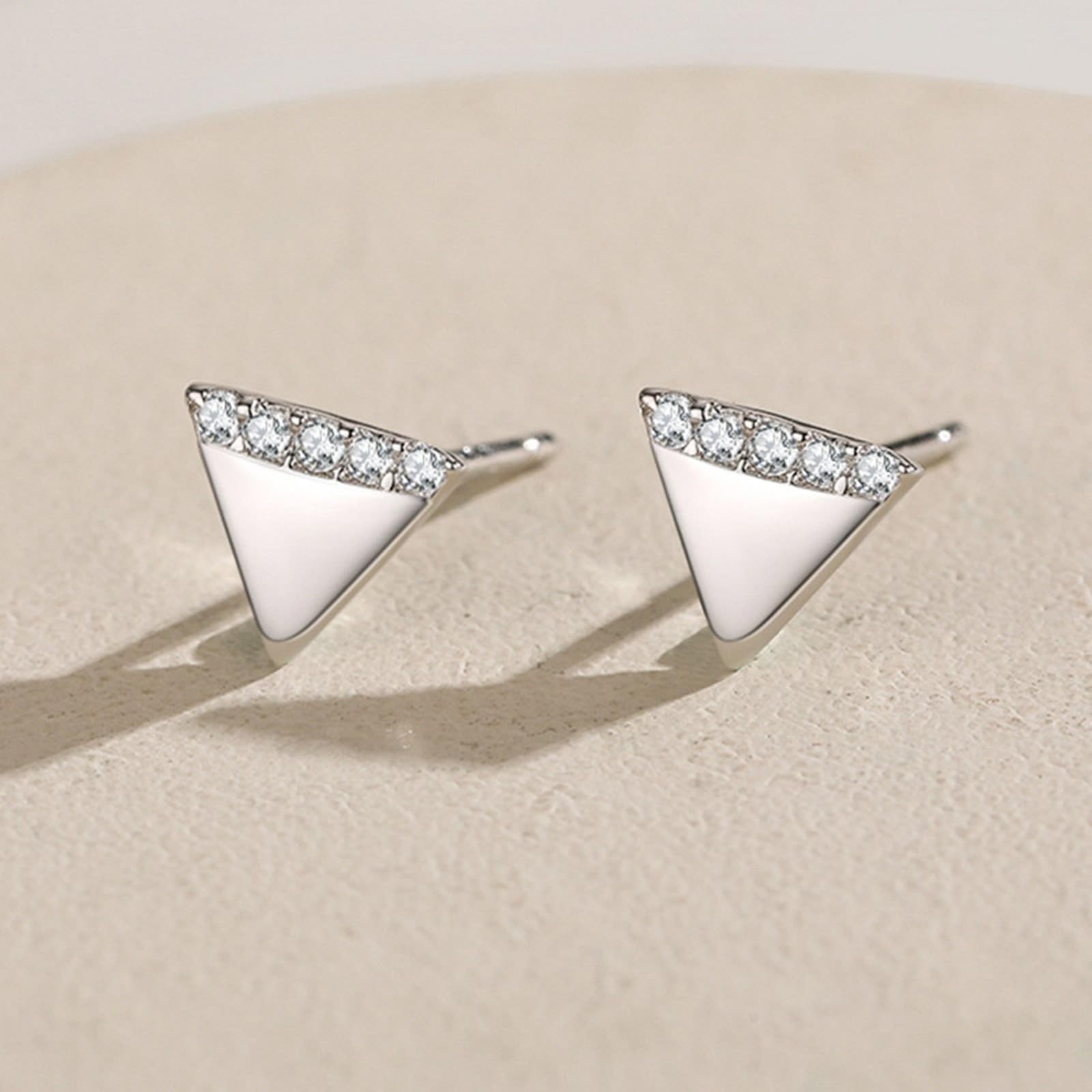 Pendientes de oro blanco de 18 quilates con moissanita, triángulo PT950, pendientes de platino