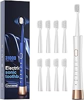 Vista 9 de Cepillo de dientes eléctrico sónico AJELU para adultos, cepillo de dientes sónico recargable por USB con 8 cabezales de cepillo, temporizador