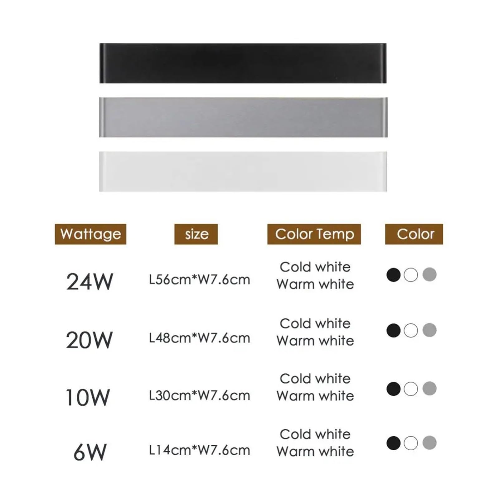 Oświetlenie obrazu, Nowoczesna lampa ścienna LED, oprawa kinkiet schodowy 6W 10W 20W, kryty przedpokój do sypialni nocny salon oświetlenie dekoracyjne do domu(Cold White,Wit,14W 41CM)