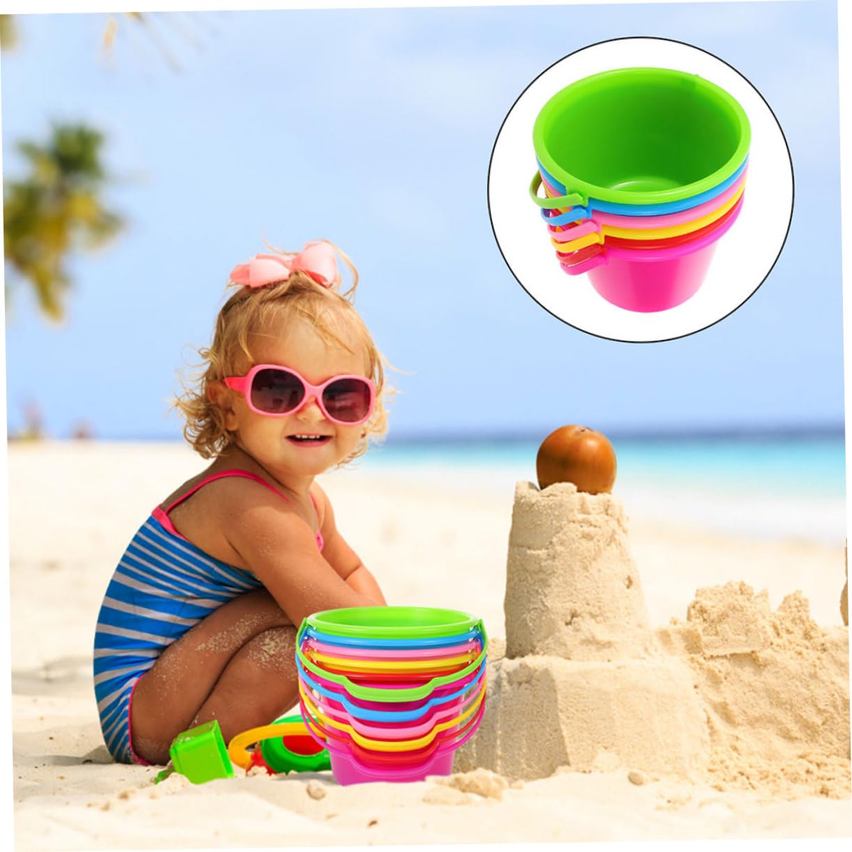 Secchiello Spiaggia Bambina 12 Pezzi in Abs, Gioco per Ragazzo Ragazza | Festa Estiva, Giochi da Spiaggia, Set Multifunzione, Apprendimento e Outdoor Play