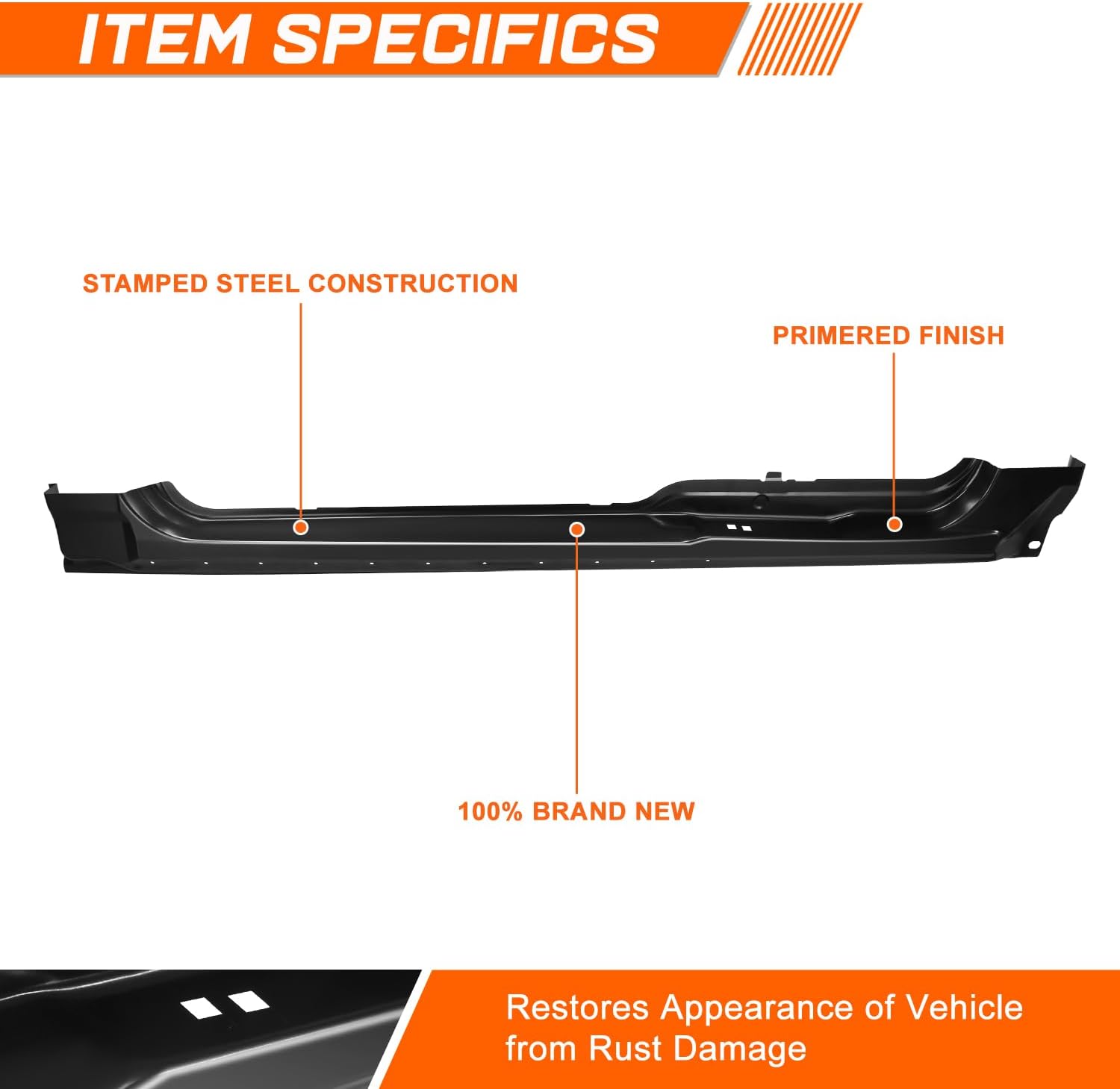 PM PERFORMOTOR Rocker Panels Compatible with 2009-2014 Ford F-150 Extended (Super Cab), Left & Right Side, Primered Black