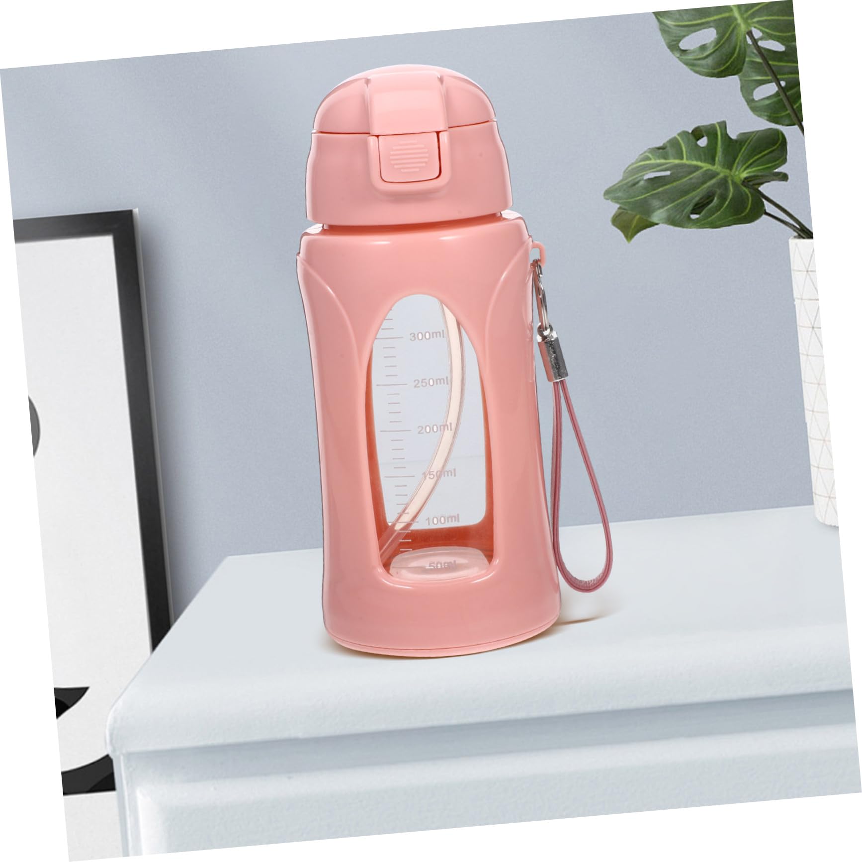 Gourde de Sport Portable en Verre 380ml Rose Paille