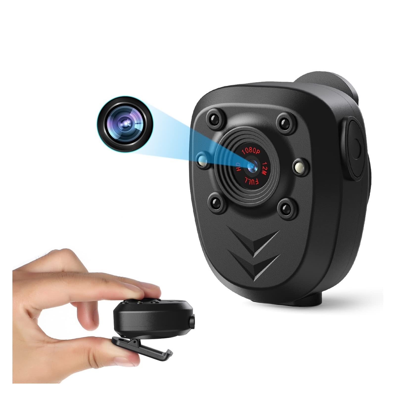 Mini Body Camera 1080P Con Rilevamento Movimento - Videoregistratore Per Forze Dell'Ordine E Attività Outdoor, Supporto MicroSD 64GB