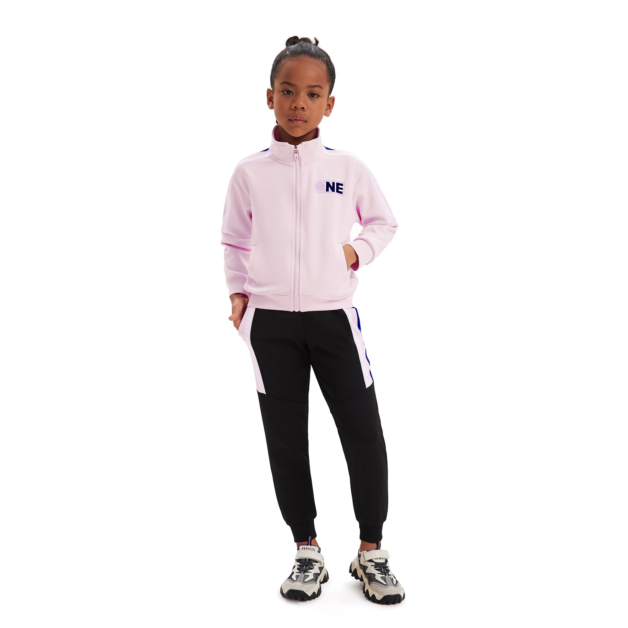 Filles Enfants Survêtement 2 Pièces Jogging Ensemble Veste Haut Sport Jogging Pantalon Tenue pour 4-15 Ans