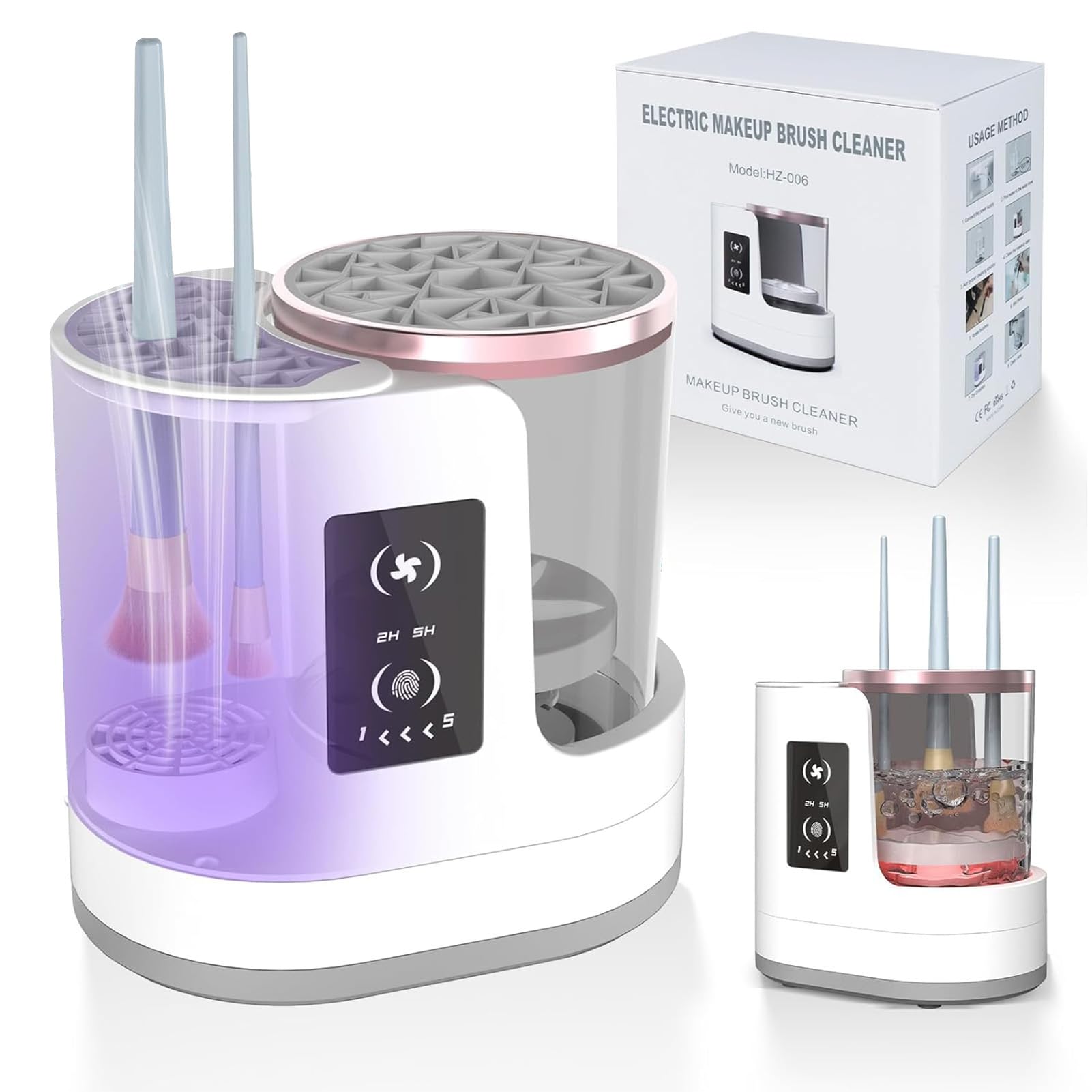 Pulitore Elettrico Automatico 3in1 Pennelli Make-up con Asciugatrice – Macchina Plugin, Includi Stazione Asciugatura & Cura Igienica