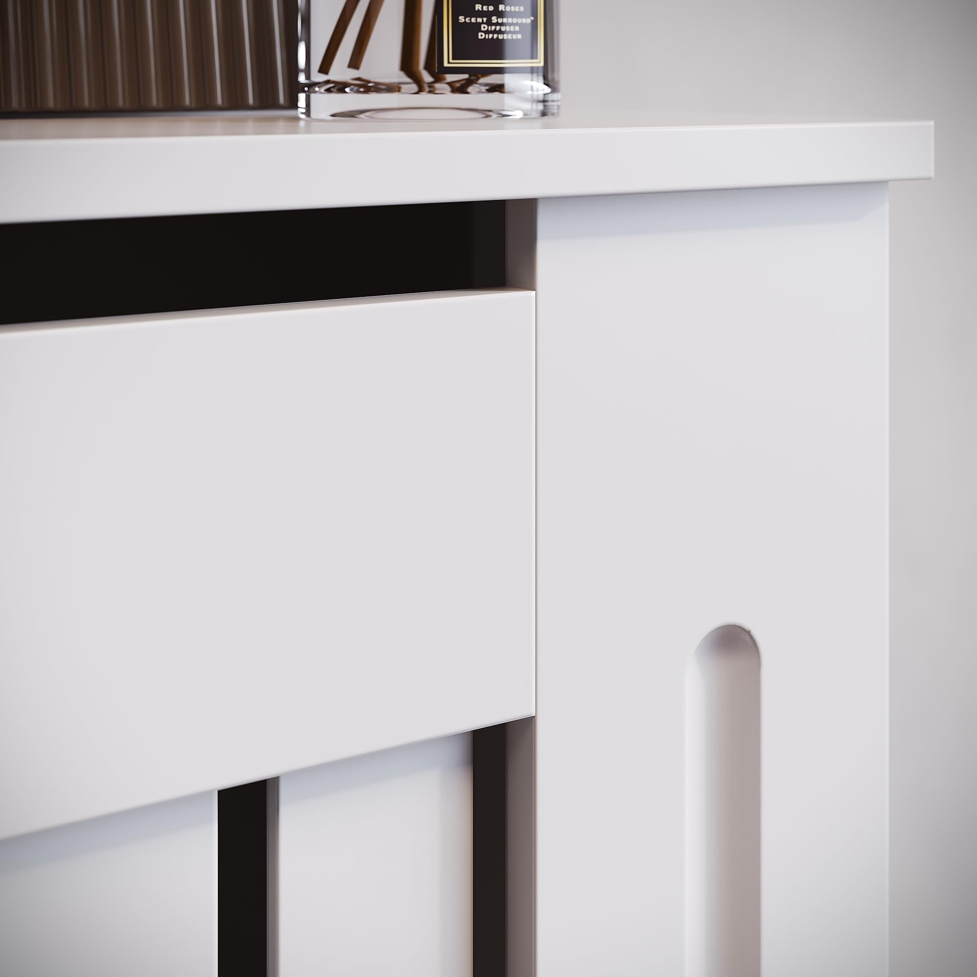 SIRHONA - Cubierta radiador, mamparo vertical, MDF lacado blanco, 78 x 19 x 81,5 cm, se puede colocar decoraciones, adecuadas para el salón, el dormitorio, el pasillo