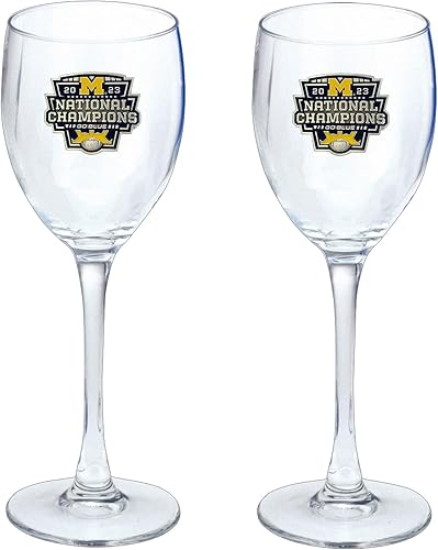 Heritage Pewter Michigan Wolverines 2023 CFP National Champions - Juego de 2 vasos de copa de 12 onzas Vidrio de peltre elaborado por expertos