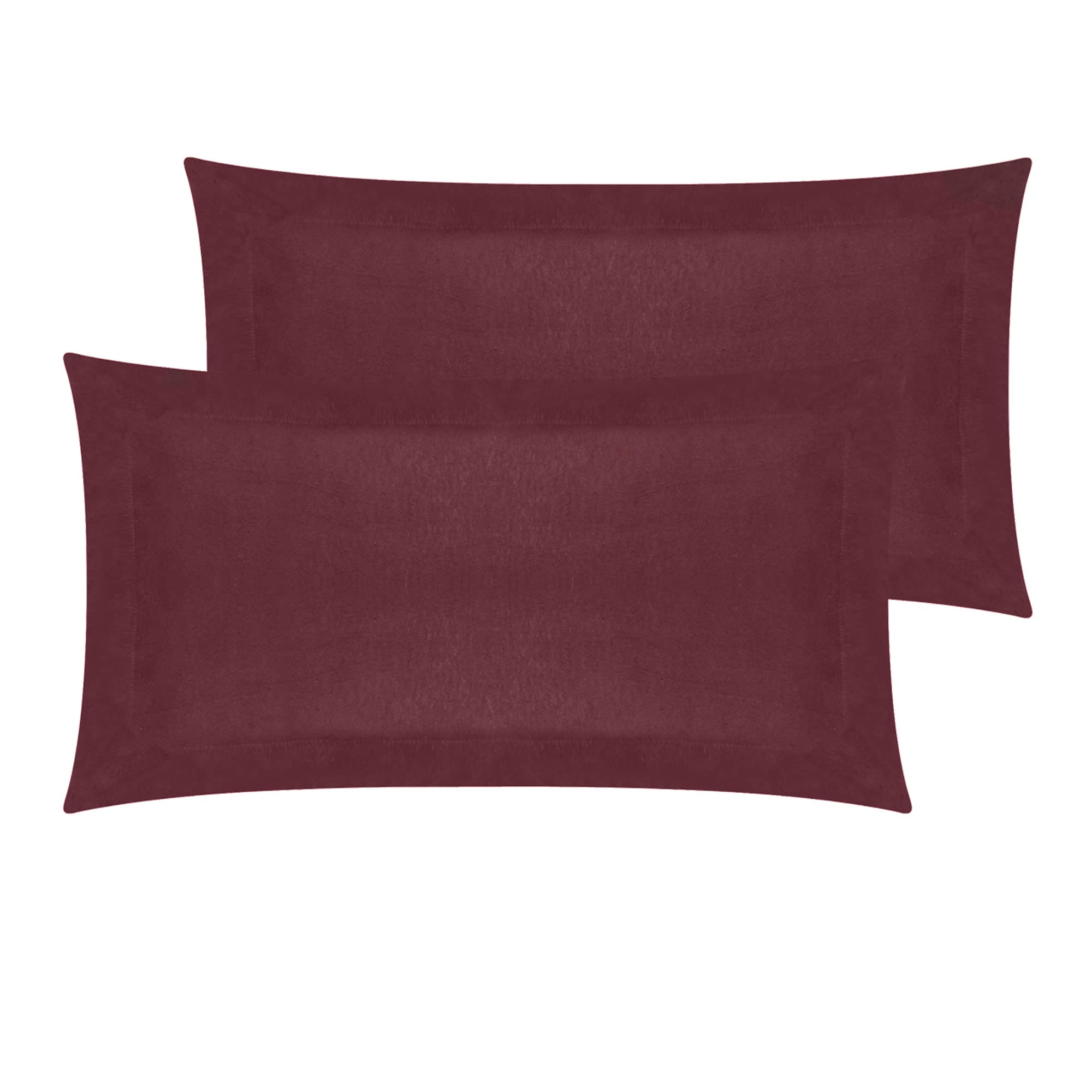 ED 100% Brushed Cotton Duvet Cover Sets | Plain Dyed Reversible Flannelette Bedding Sets With Matching Pillowcases (Additional Oxford Pillowcase Pair, Wine)