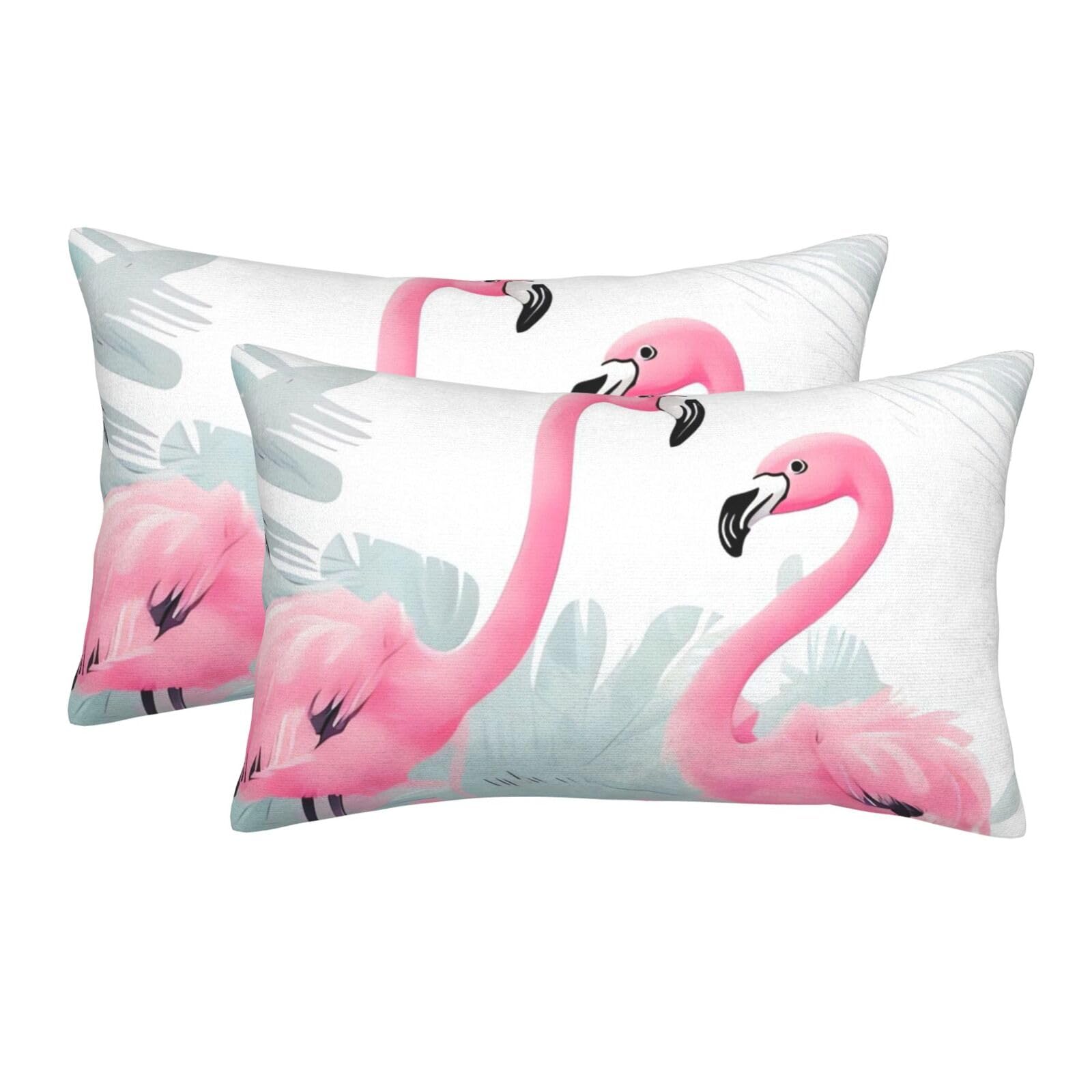2 Pack Pillow Cases with Hidden Zipper, Soft Breathable Pillow Covers for Hair and Skin, Love Flamingo Pillowcases 20"x30" Bed Pillow Protectors Cover for Sleeping Gifts