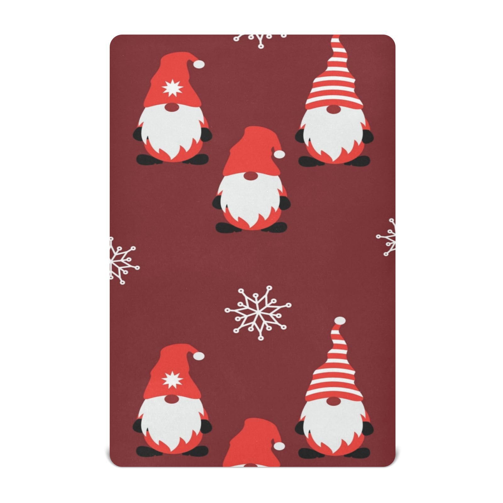 Moudou Christmas Gnome Playard Sheet for Boy Girls, Soft Breathable Fitted Toddler Sheet for Standard Playard Bed Mattress, 39 x 27 x 5 Inch