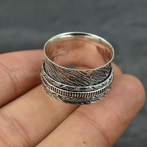 Miniatura 2 de Rainbow Moonstone Spinner Ring, Handmade Silver Ring, Meditation Ring Women, Spiritual Silver Ring, 925 Silver Ring, Fidget Spin Ring, Gemstone